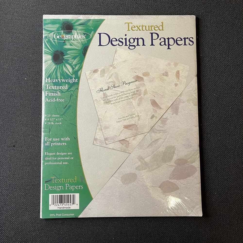 Geographics Textured Design Papers Handmade Floral Petal Leaf 25 Sheets New